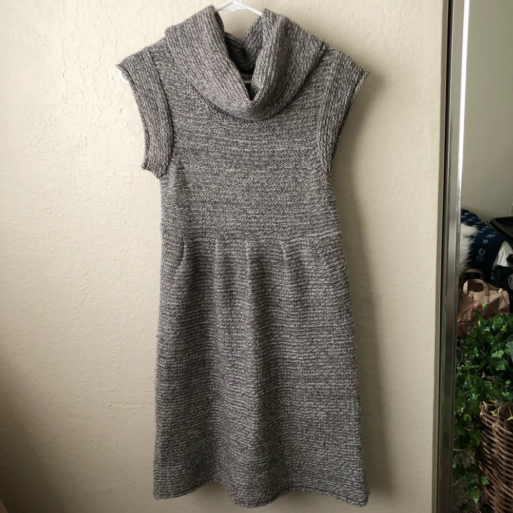 Grey knitted dress turtle neck